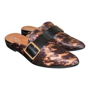 Bare Traps Posture Leopard Print Mules Size 8.5 Brown/ Black